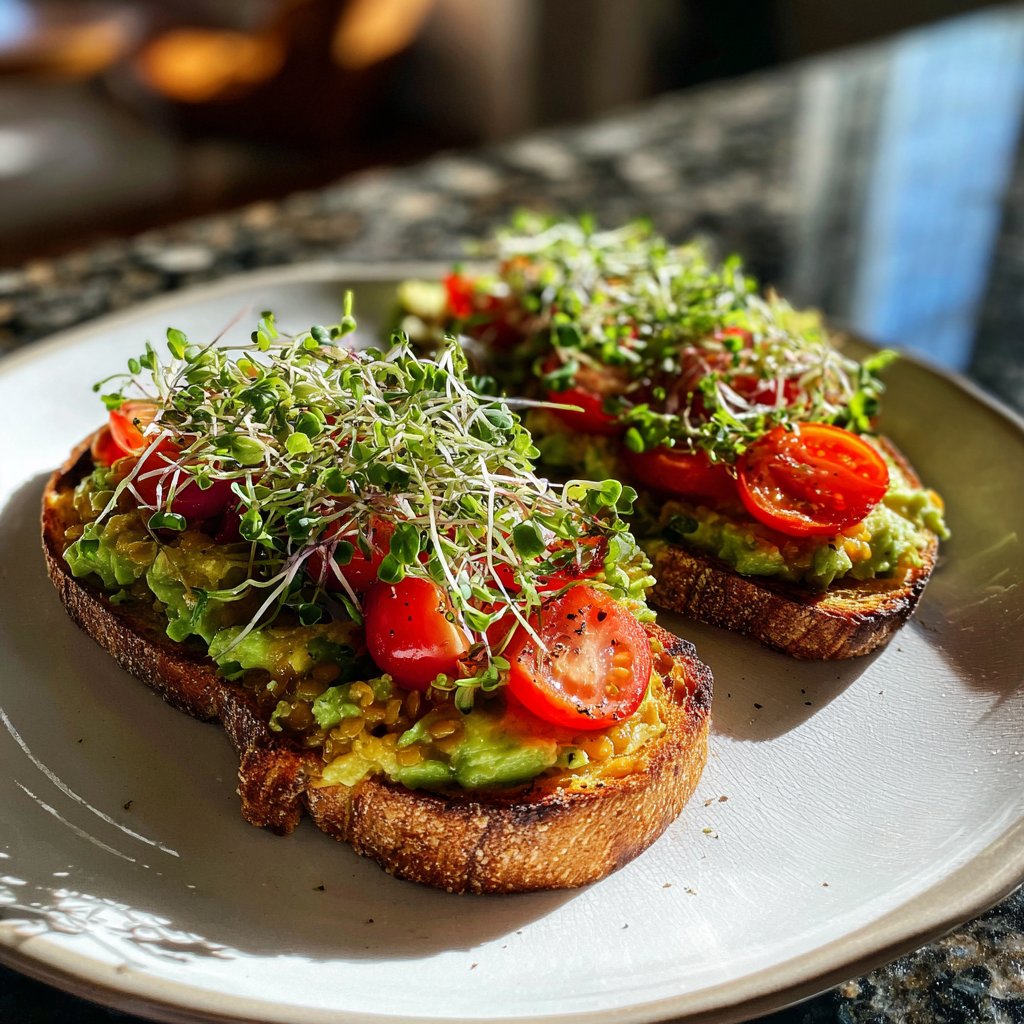 Healthy Lunch Avocado Lentil Toast