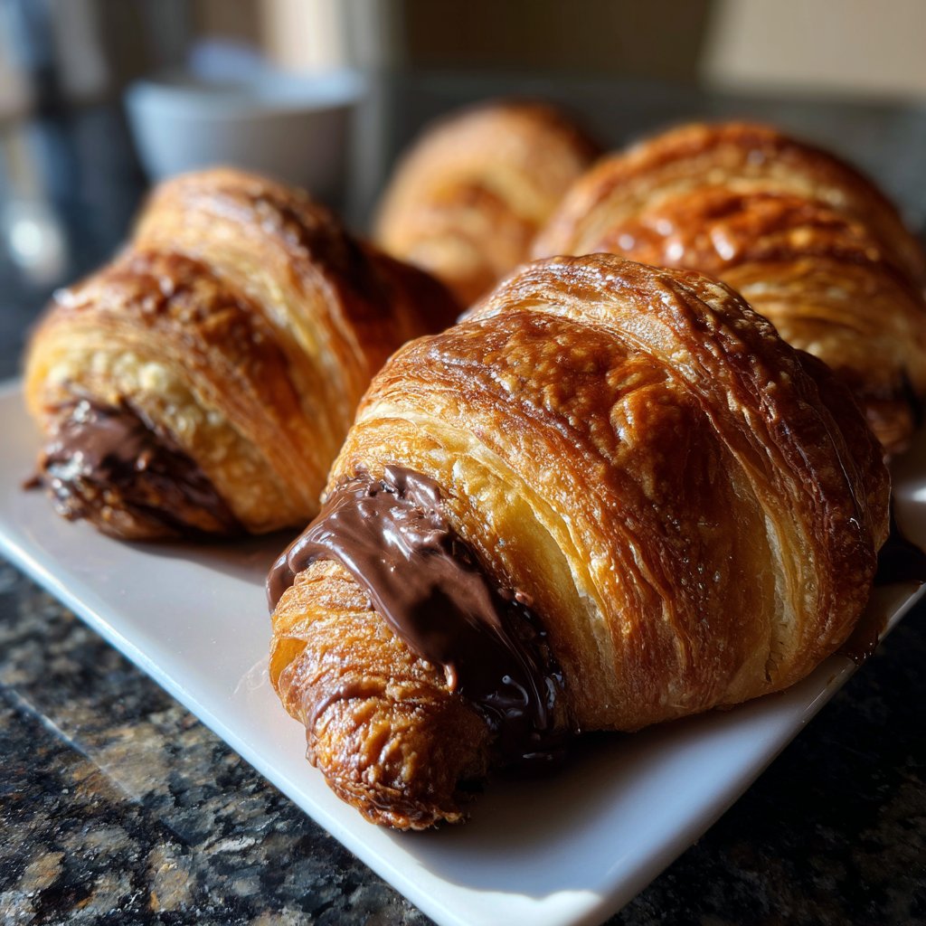 Valentines Breakfast Chocolate Croissants