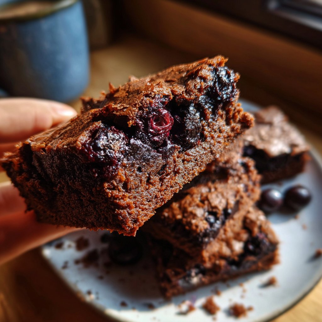 Cottage Cheese Brownies with Blueberries