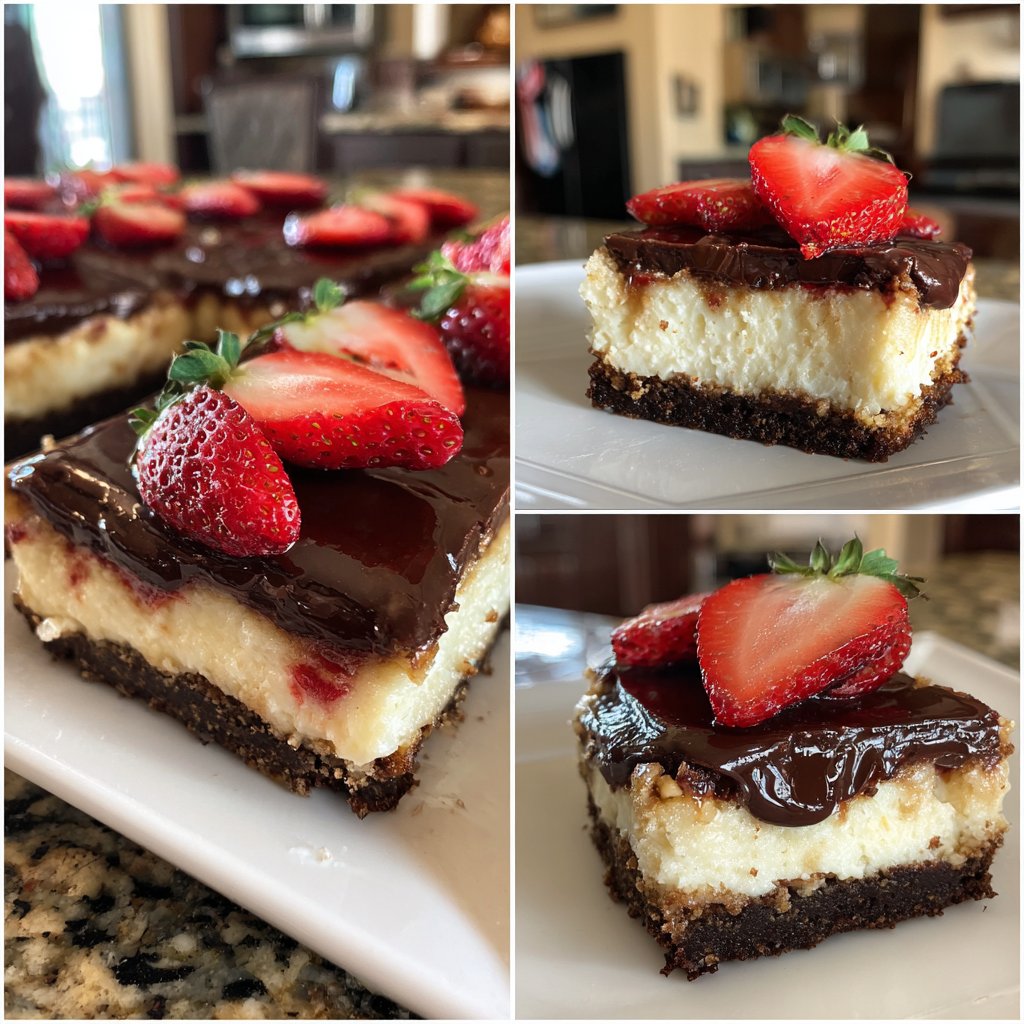 Chocolate Strawberry Cheesecake Bars