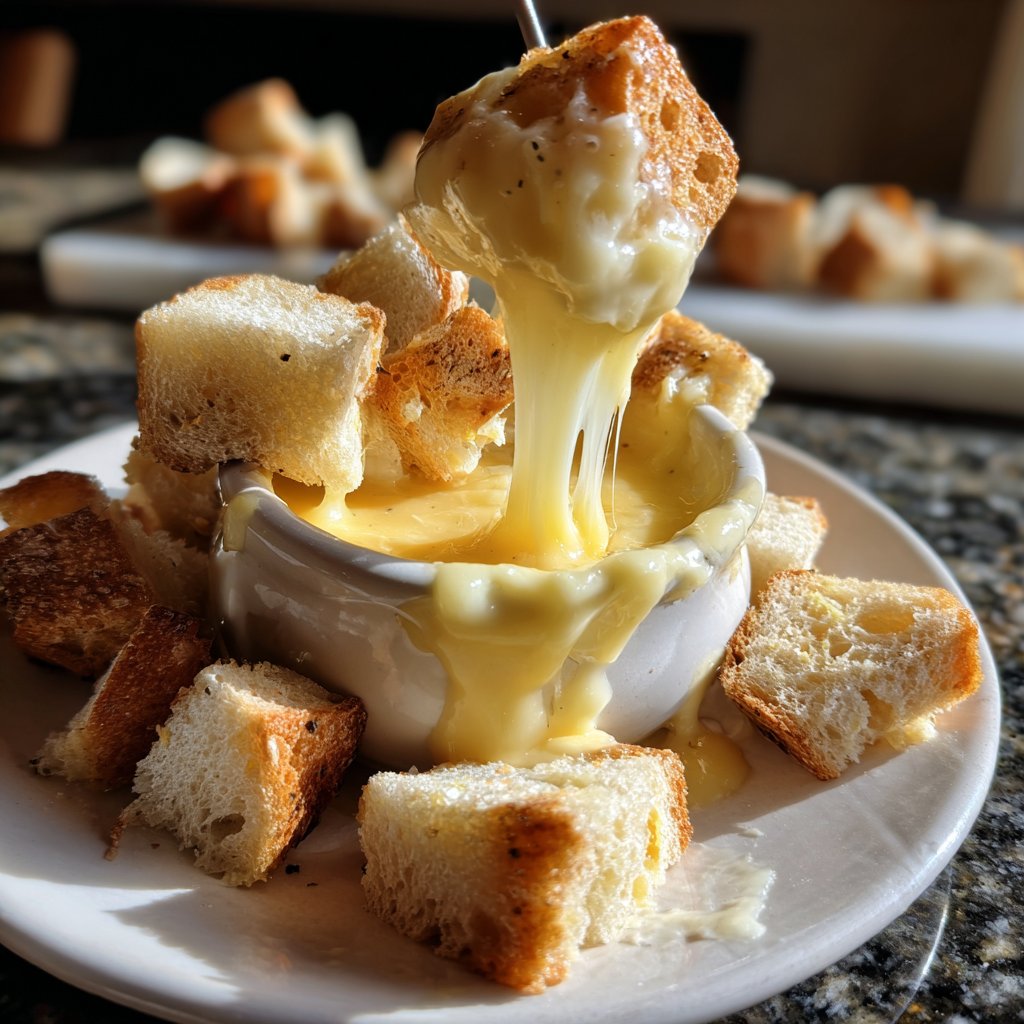 Fondue with Swiss Cheese and Garlic