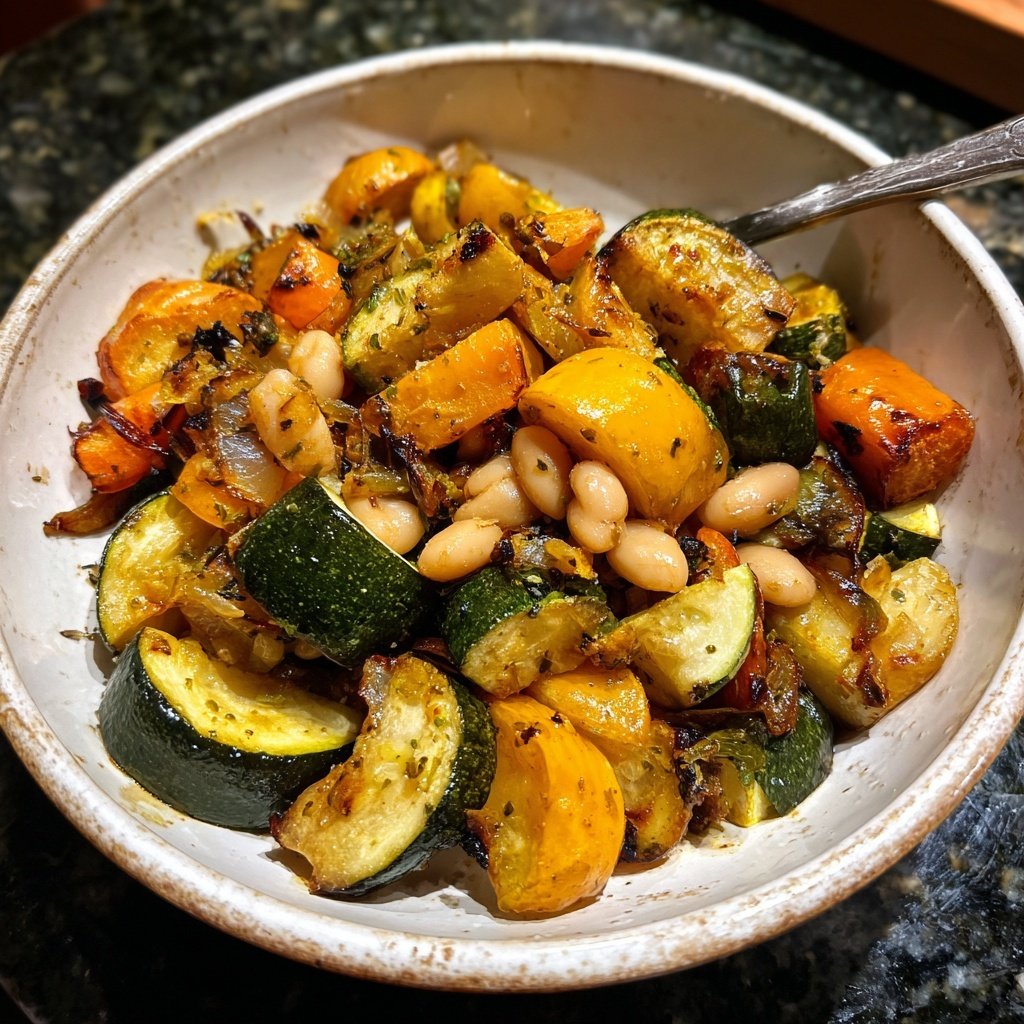 Roasted Veggie White Bean Skillet